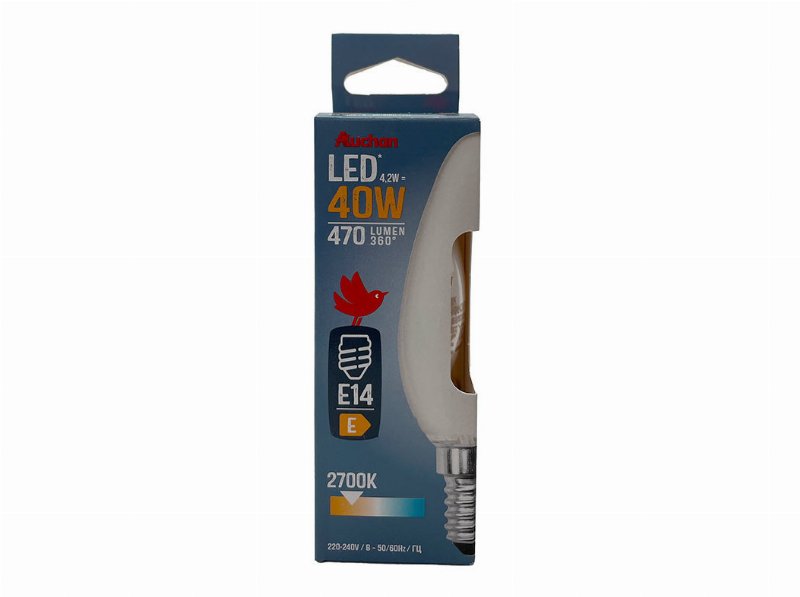 Lâmpada Led Vela Auchan E14 40W Luz Amarela