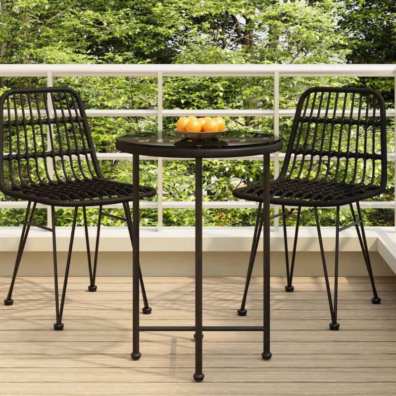 Hkh Mesa De Jantar Ø55 Cm  Vidro Temperado E Aço - Preto
