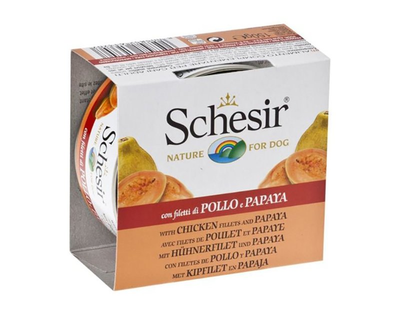 Comida Húmida Para Cão Schesir Lata Com Frango E Papaia 150 g