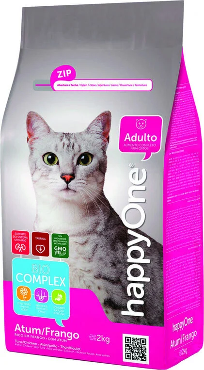 Comida Seca Para Gato Adulto Com Atum E Frango Happyone 2Kg