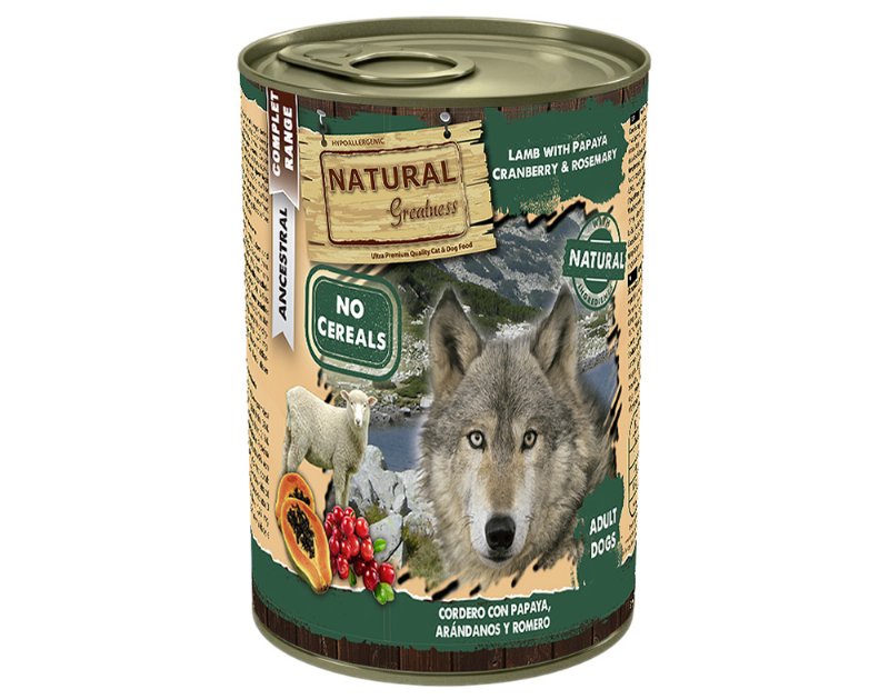 Comida Húmida Para Cão Natural Greatness Com Borrego E Papaia 400 g