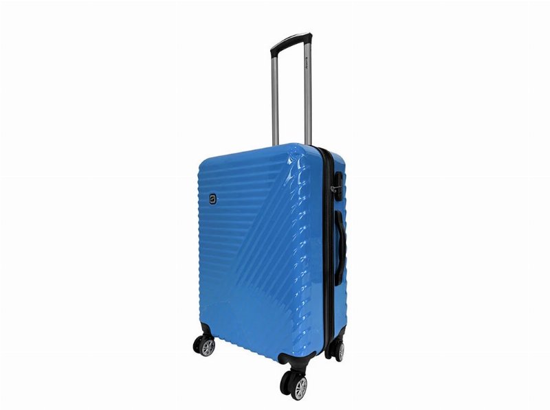 Mala De Viagem Média Rígida Airport Azul 8 Rodas 64X44X27Cm