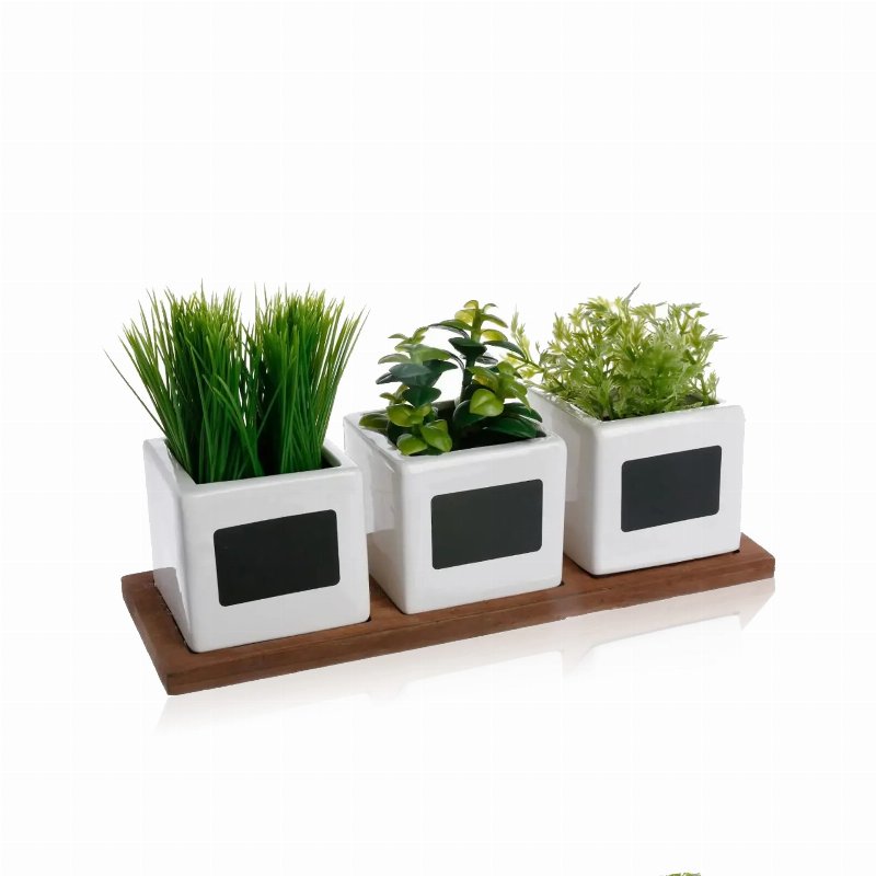 Hkh Conjunto 3 Potes Ervas Aromáticas Artificiais Com Base