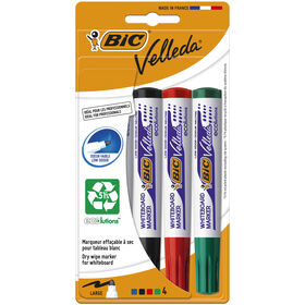 Marcador Velleda Permanente De Tinta Azul, Preta, Vermelha E Verde Bic 4 Un