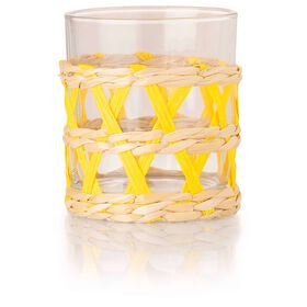 Copo Com Wicker 300 ml Amarelo Kasa