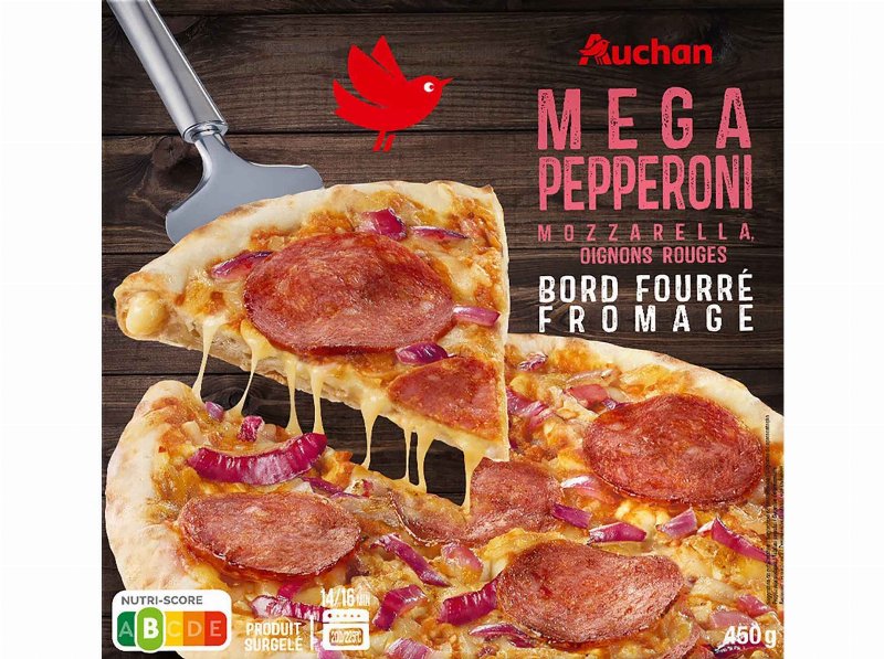 Pizza Mega Pepperoni Auchan Rebordo Recheado Queijo 450 g