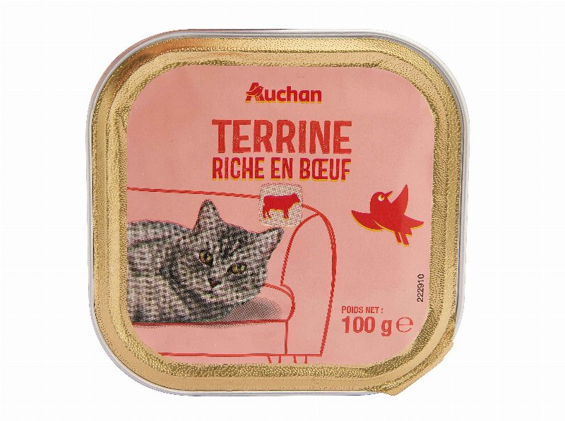 Comida Húmida Para Gato Auchan Terrina Rico Em Vaca 100 g