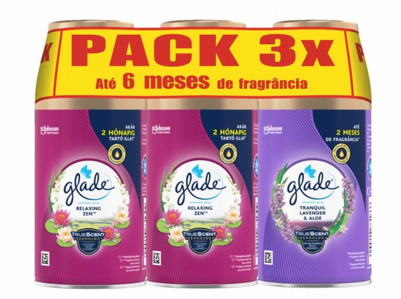 Ambientador Glade Automatic Recarga Relaxing Zen E Lavanda E Jasmin 3X269 ml
