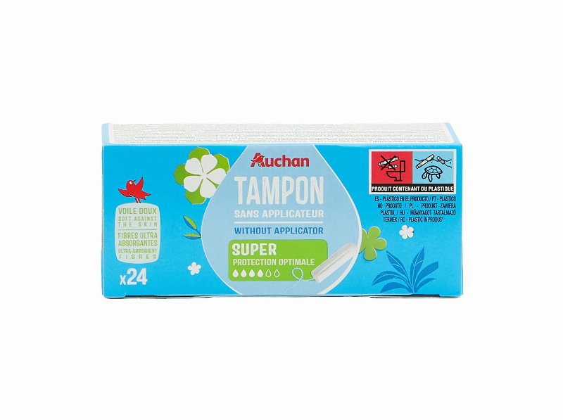 Tampões Auchan Super Sem Aplicador 24Un