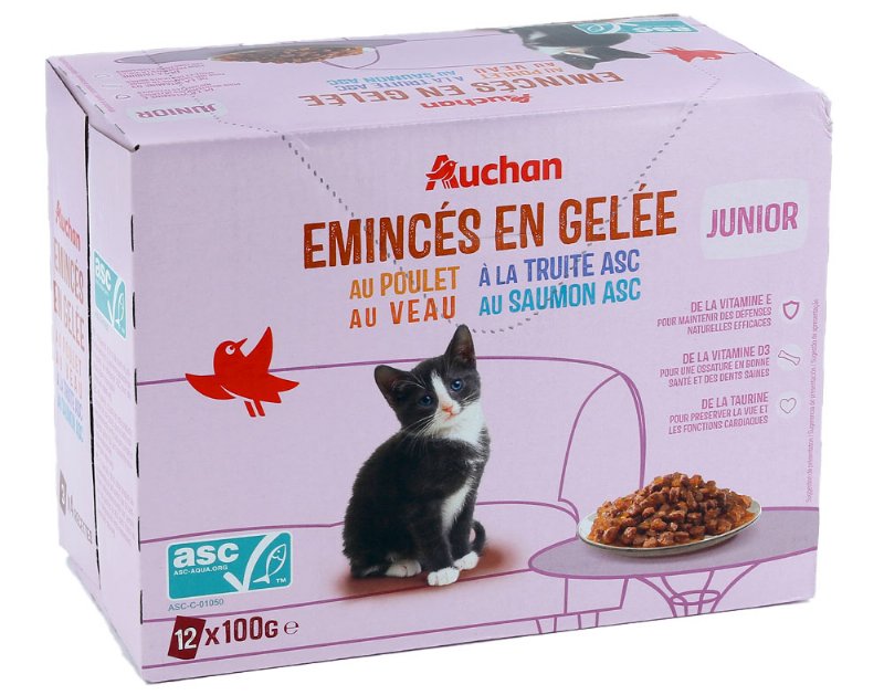Comida Húmida Para Gato Auchan Júnior Saquetas Pedaços Em Geleia Mix 12X100 g
