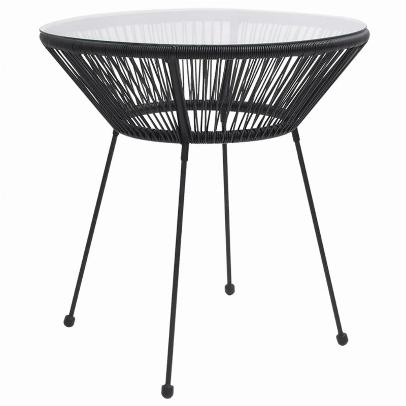 Hkh Mesa De Jantar Para Jardim Ã˜70X74 Cm Vime E Vidro - Preto