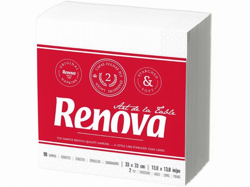 Guardanapos Folha Dupla Tipo A Renova Branco 33X33Cm 90 Unidades