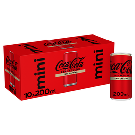 Refrigerante Em Lata Mini Com Gás Cola Zero Açúcar Zero Cafeína Coca-Cola 10 X 20 cl
