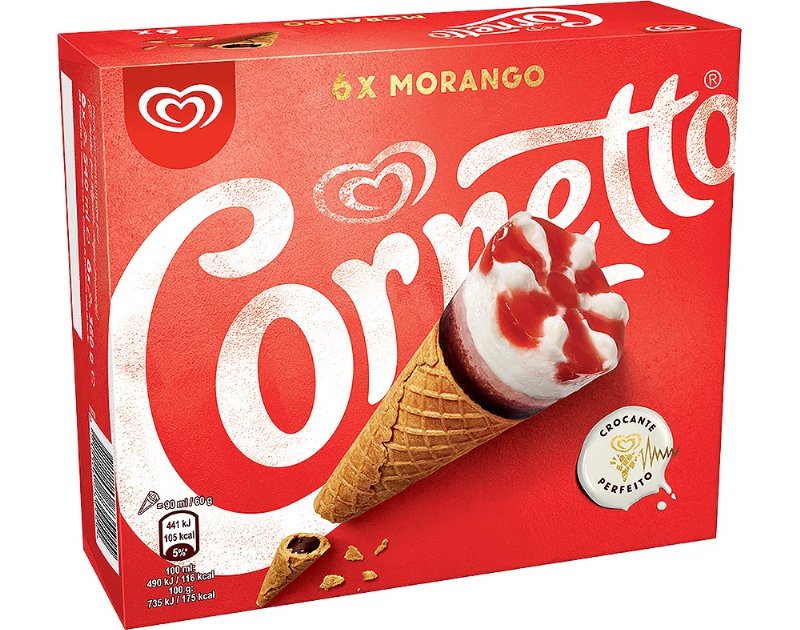 Gelado Cornetto Multipack Morango 6X90 ml