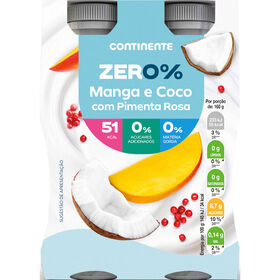Iogurte Líquido Zero% Manga, Coco E Pimenta Rosa Continente 640 gr (4 Un)