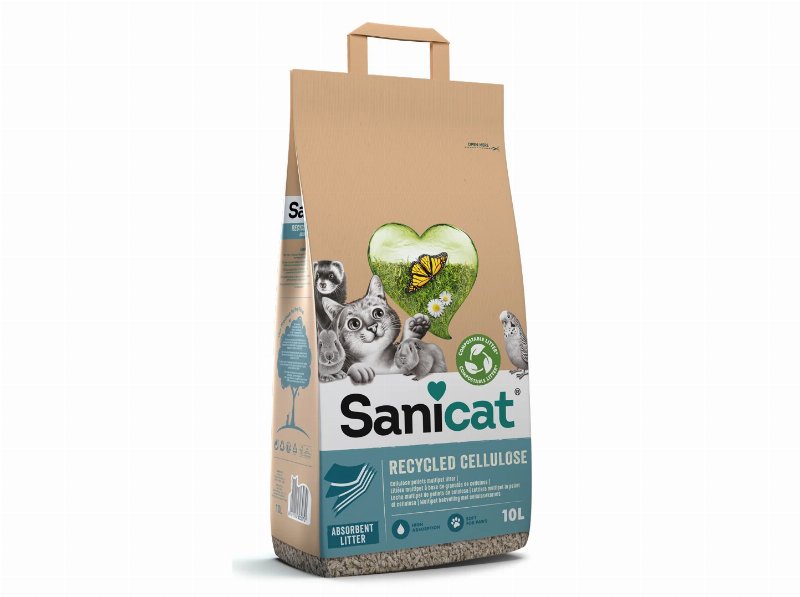 Areia Para Gato Sanicat Clean&Green Celulose 10Lt