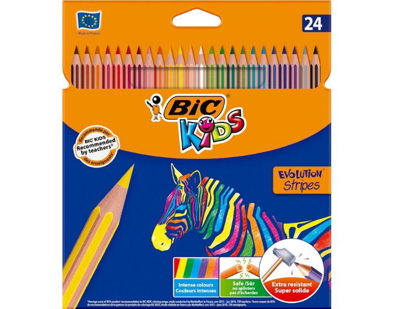 Lápis De Cor Kids Evolution Bic Stripes 24 Unidades