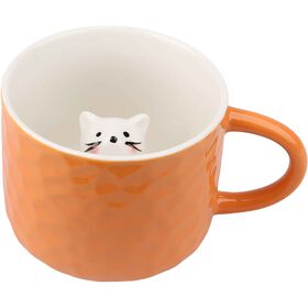 Caneca 320 ml Gato No Interior Laranja Kasa