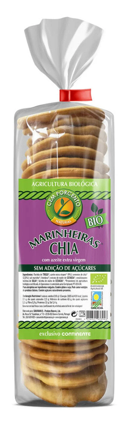 Bolachas Marinheiras Bio Com Chia Cem Porcento 0.2Un
