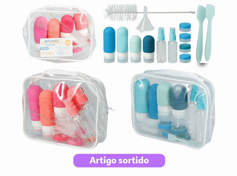 Conjunto De Viagem Silicone 15 Peças Cores Sortidas