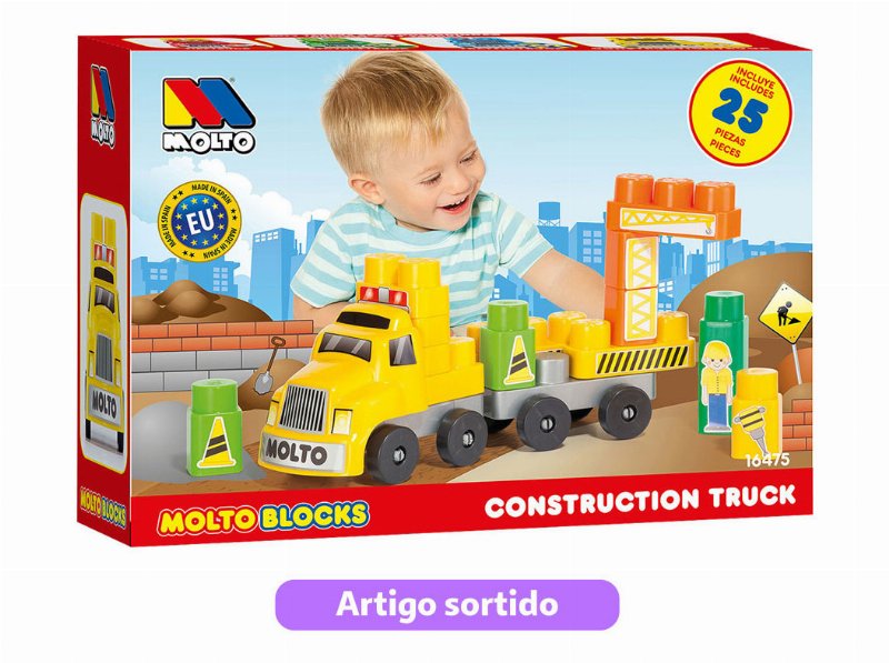 Camião Com Blocos Molto 25 Peças Modelos Sortidos