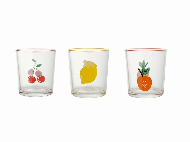 Set 3 Copos Vidro Actuel Frutas 25 cl