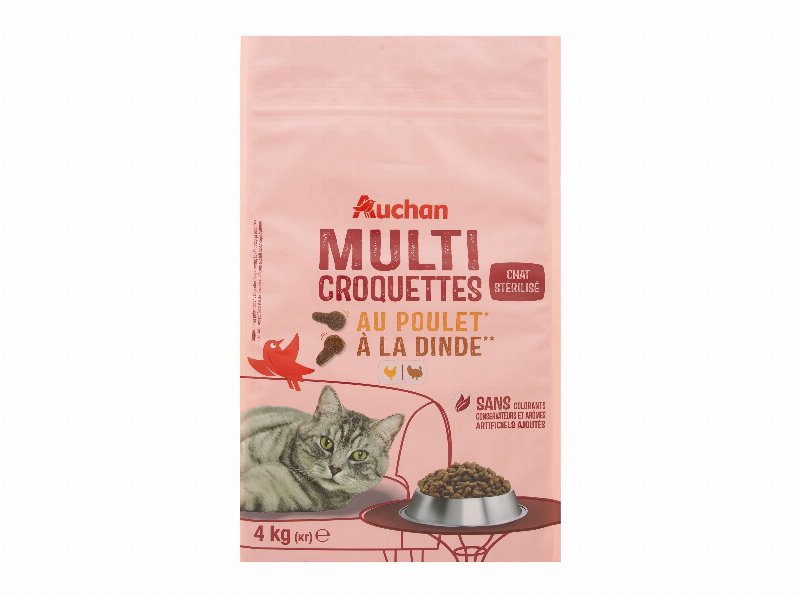 Ração Para Gato Auchan Esterilizado Com Frango E Com Peru 4 kg