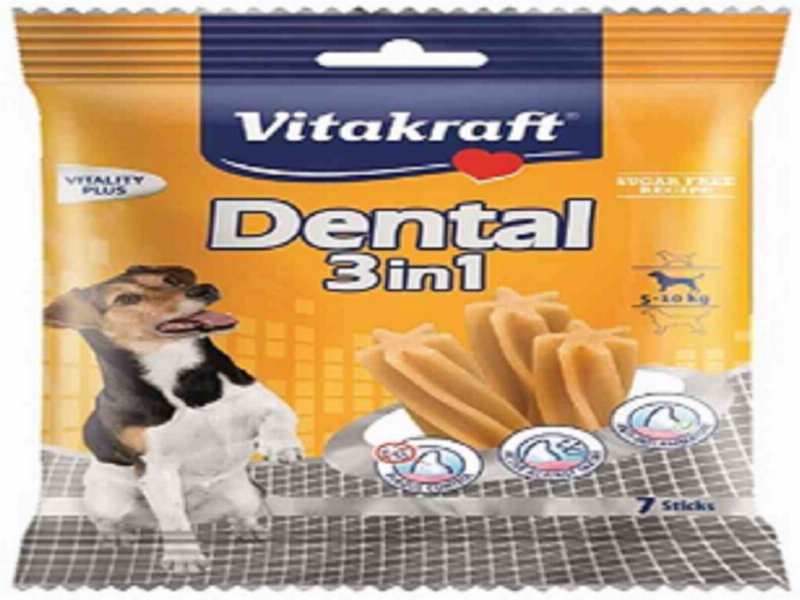 Snacks Para Cão Vitakraft Dental 3Em1 Para Cães Pequenos 120 g