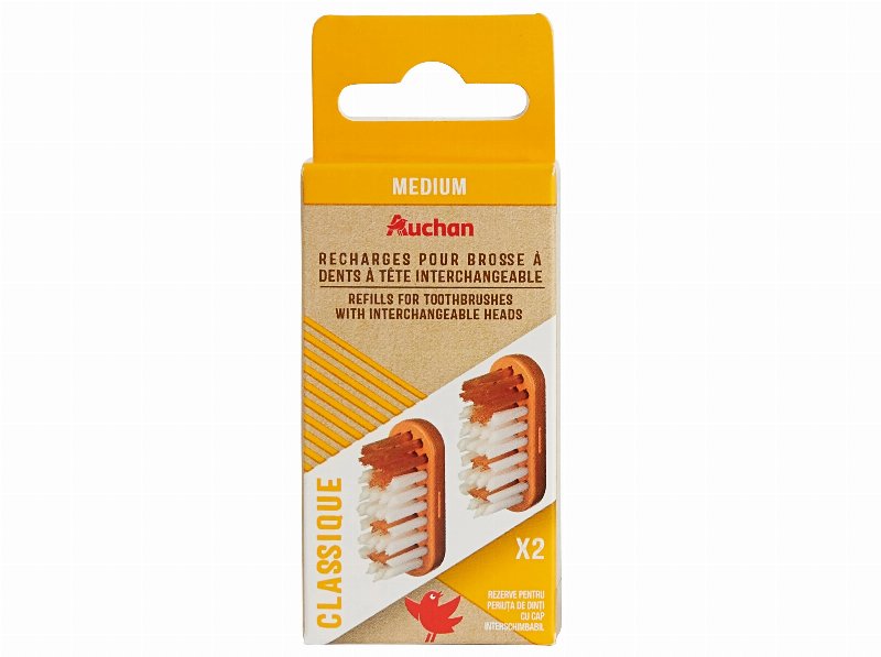 Recarga Escova Dentes Auchan Cabeça Trocável Clássica Média 2Un