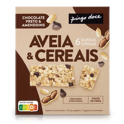 Barras De Aveia E Cereais Com Chocolate Preto E Amendoins Pingo Doce 0.126Un