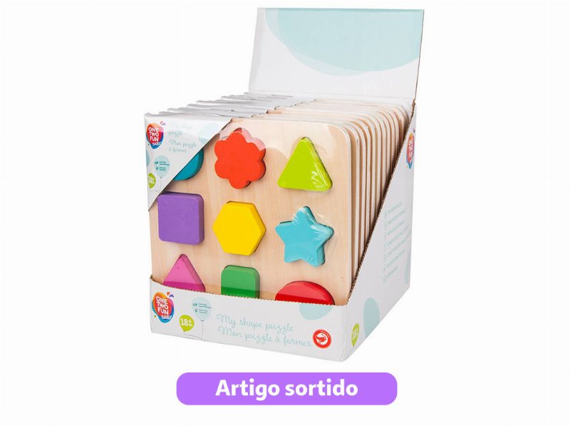 Peças De Encaixe One Two Fun Em Madeira Modelos Sortidos
