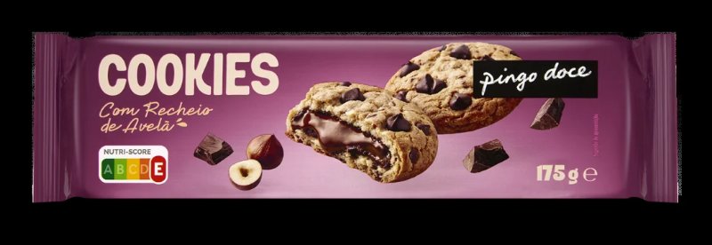 Bolachas Cookies Com Recheio De Avelã Pingo Doce 0.175Kg