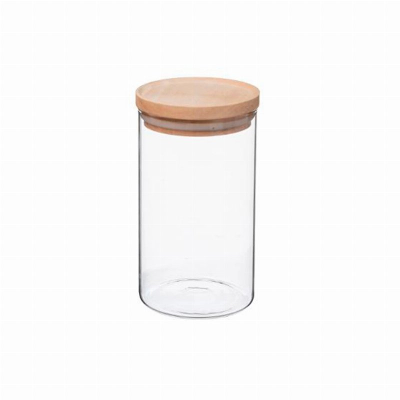 Frasco Vidro Tampa Madeira 1 l