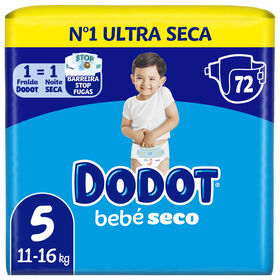 Fraldas Bebé Seco 11-16 kg T5 Dodot 72 Un