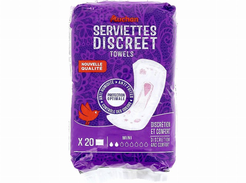 Pensos Incontinência Auchan Discreet Mini C/Bolsa 20Un
