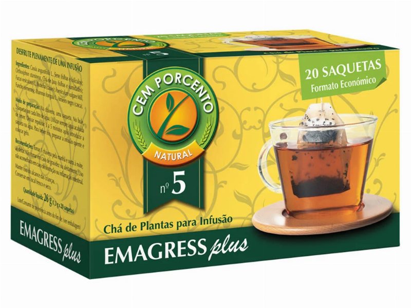 Chá Cem Porcento Nº5 Emagress Plus 20 Saquetas