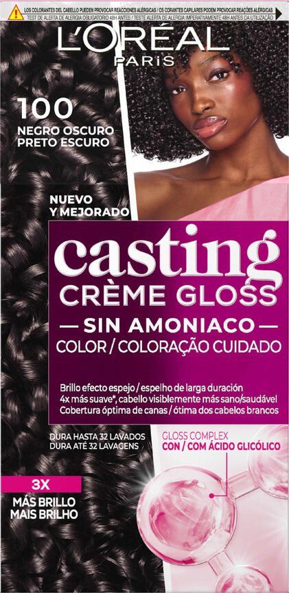 Coloração Casting Creme Gloss Preto Escuro 100 Casting L'oréal Paris 1Un