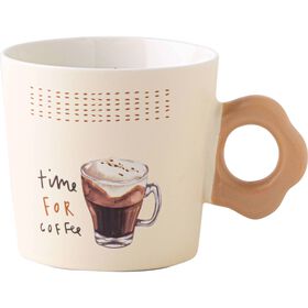 Caneca 360 ml Time For Coffee Bege Kasa