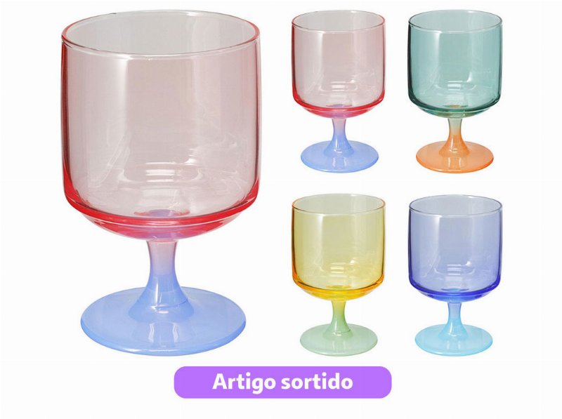 Copo Vinho 2 Tons 300 ml Cores Sortidas