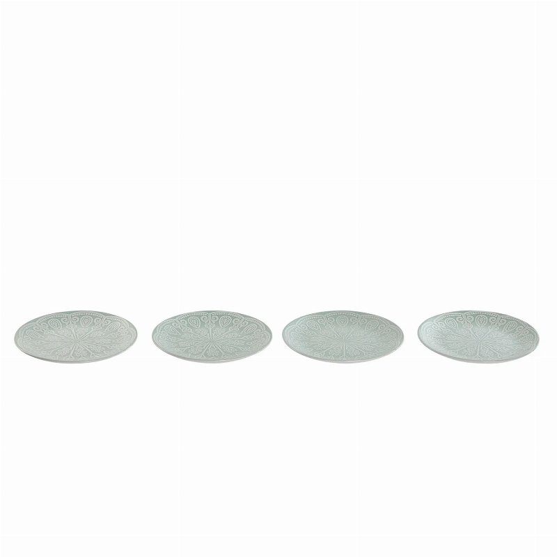 Hkh Conjunto 4 Pratos Sobremesa Cerâmica Esmaltados Mandala
