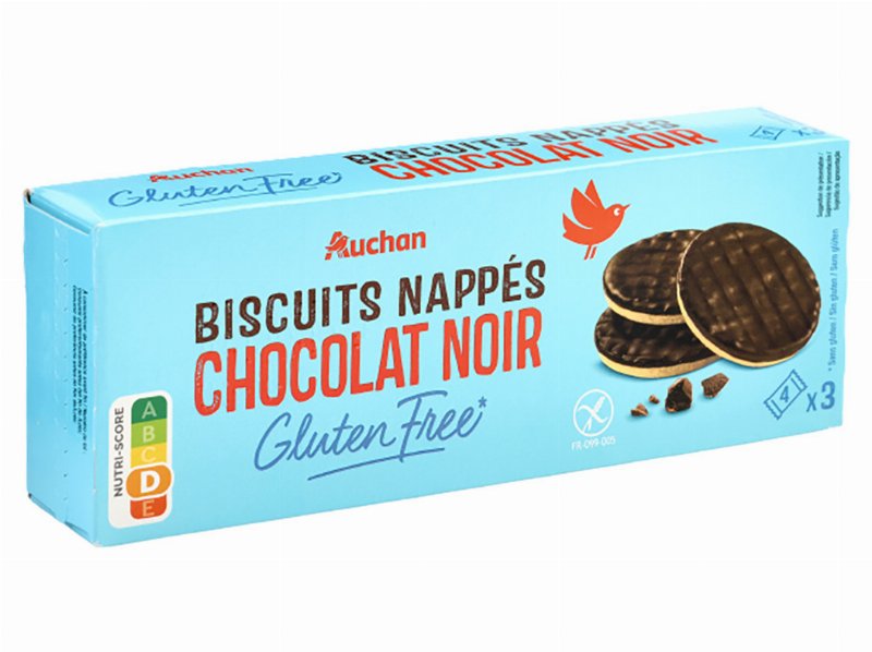 Bolachas Auchan Sem Glúten Coberta Chocolate 150 g 3X50 g