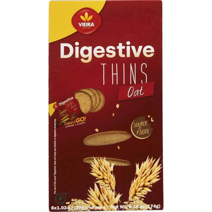 Bolacha Digestiva Thins Aveia Pack 6 Vieira 0.174Kg
