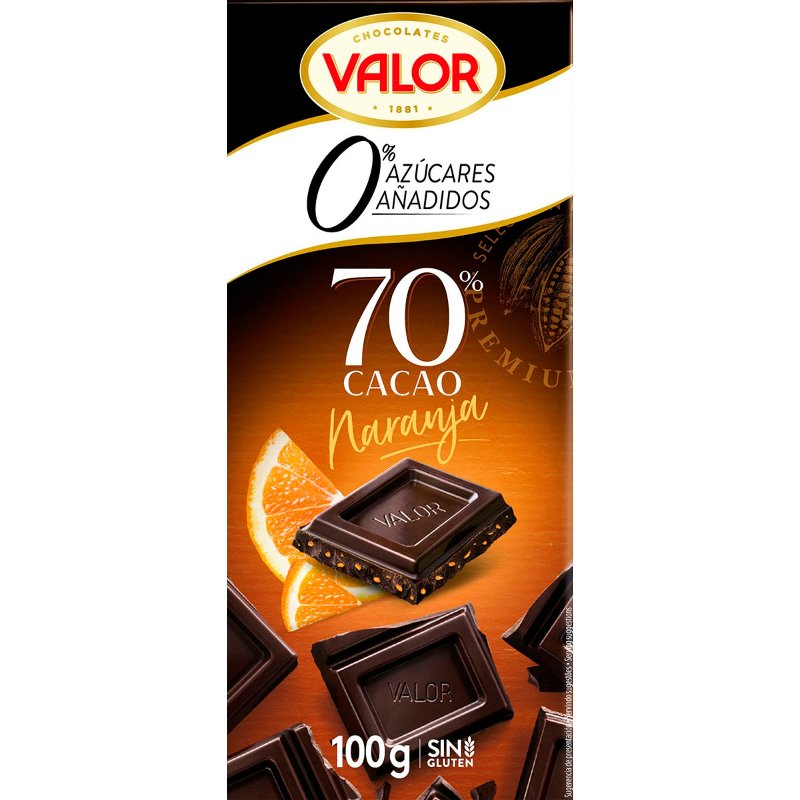 Chocolate Laranja Sem Açúcar 70% Cacau 100 g