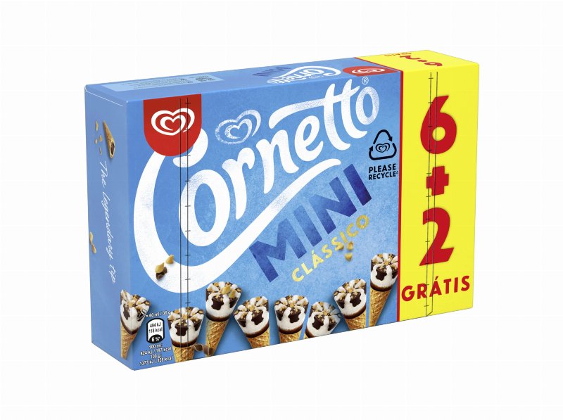 Gelado Cornetto Multipack Mini Clássico 8X60 ml