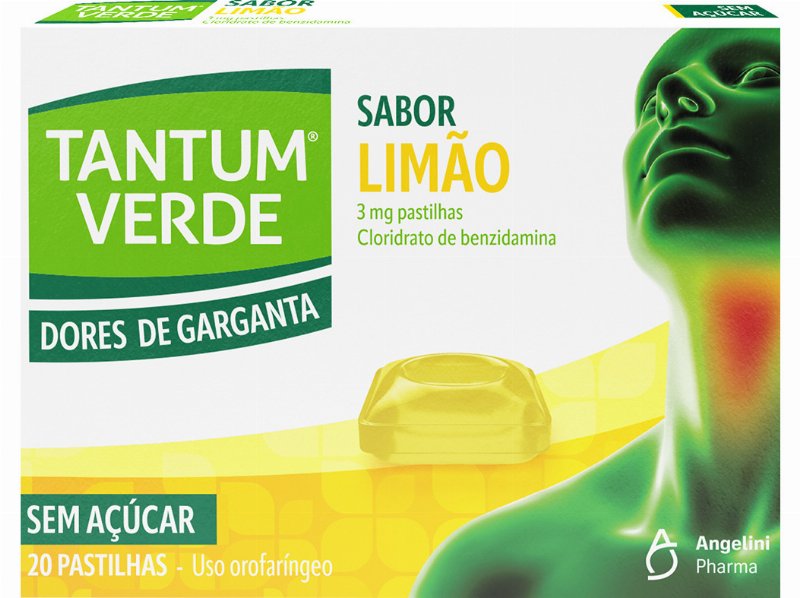Pastilhas Tantum Verde 3Mg Limão Sem Açúcar 20Un