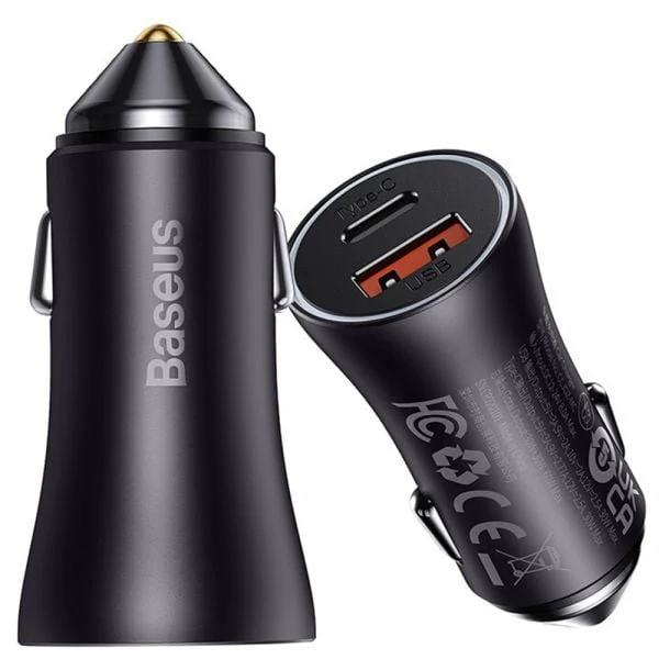 Baseus Carregador Veicular Carro Baseus 60W Turbo Usb-A /Tipo-C Pd