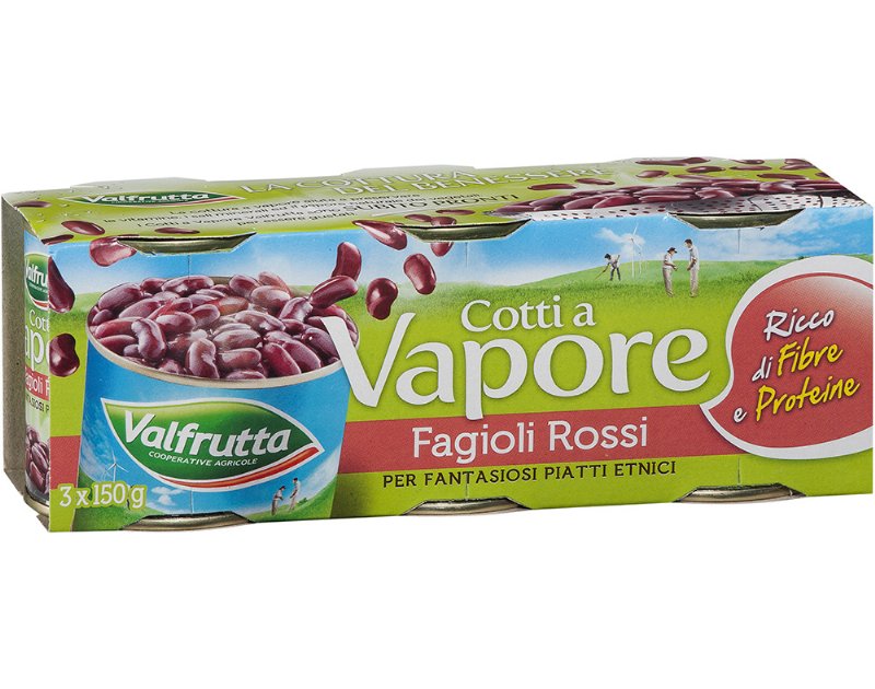 Feijão Encarnado Valfrutta Cozido Ao Vapor 3X150(140)G