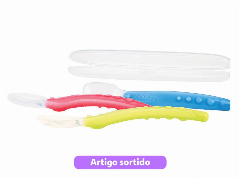Colher Com Caixa Nuby Em Silicone +3 Meses Artigo Sortido