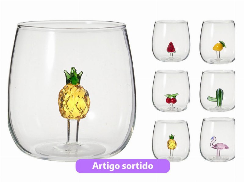 Copo Água Decorado Vidro 500 ml Modelos Sortidos