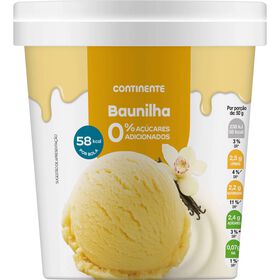 Gelado Baunilha Sem Açúcar Continente 500 ml
